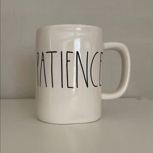 Rae Dunn White Mug with 'PATIENCE' Text